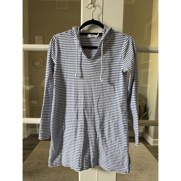 Vineyard Vines Dresses & Skirts - Vineyard Vines Women XXS Blue White Striped Hooded Tunic Dress Cotton Nautical
